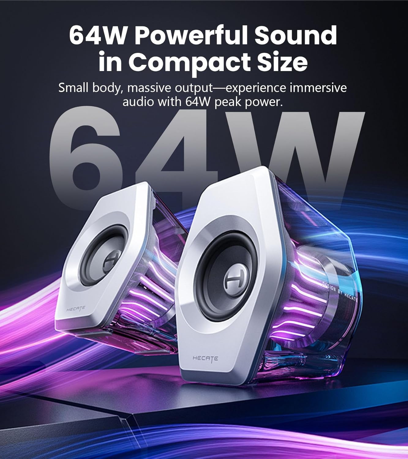 Edifier G2000 Pro Bluetooth Computer Speakers with 7.1 Virtual Surround Sound, RGB Lighting, USB & Aux Input - Ideal Gaming Desk Accessories for PC, PS5, Xbox (White)