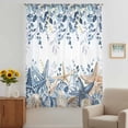 thumbnail image 2 of Blue Eucalyptus Coastal Sheer Curtains 96" Long, Beach Starfish Shell Nautical Light Filering Curtains, Privacy Drapes Simi Floor to Veiling Curtain for Living Room Bedroom Large Window Treatment, 2 of 9