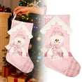 thumbnail image 2 of Christmas Stocking Decorations - Christmas Stocking Pink Snowman Reindeer 18 Inches Xmas Stockings Holiday Christmas Decoration Gifts for Family Girl Boy Kids, 2 of 9