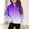 thumbnail image 2 of UAMVSH Gradient Girls Boys Sweatshirts Trendy Half Zip Long Sleeve Stand Collar Fleece Pullover Tops with Thumb Holes Unisex Clothes(13-14Years,Purple 3), 2 of 5