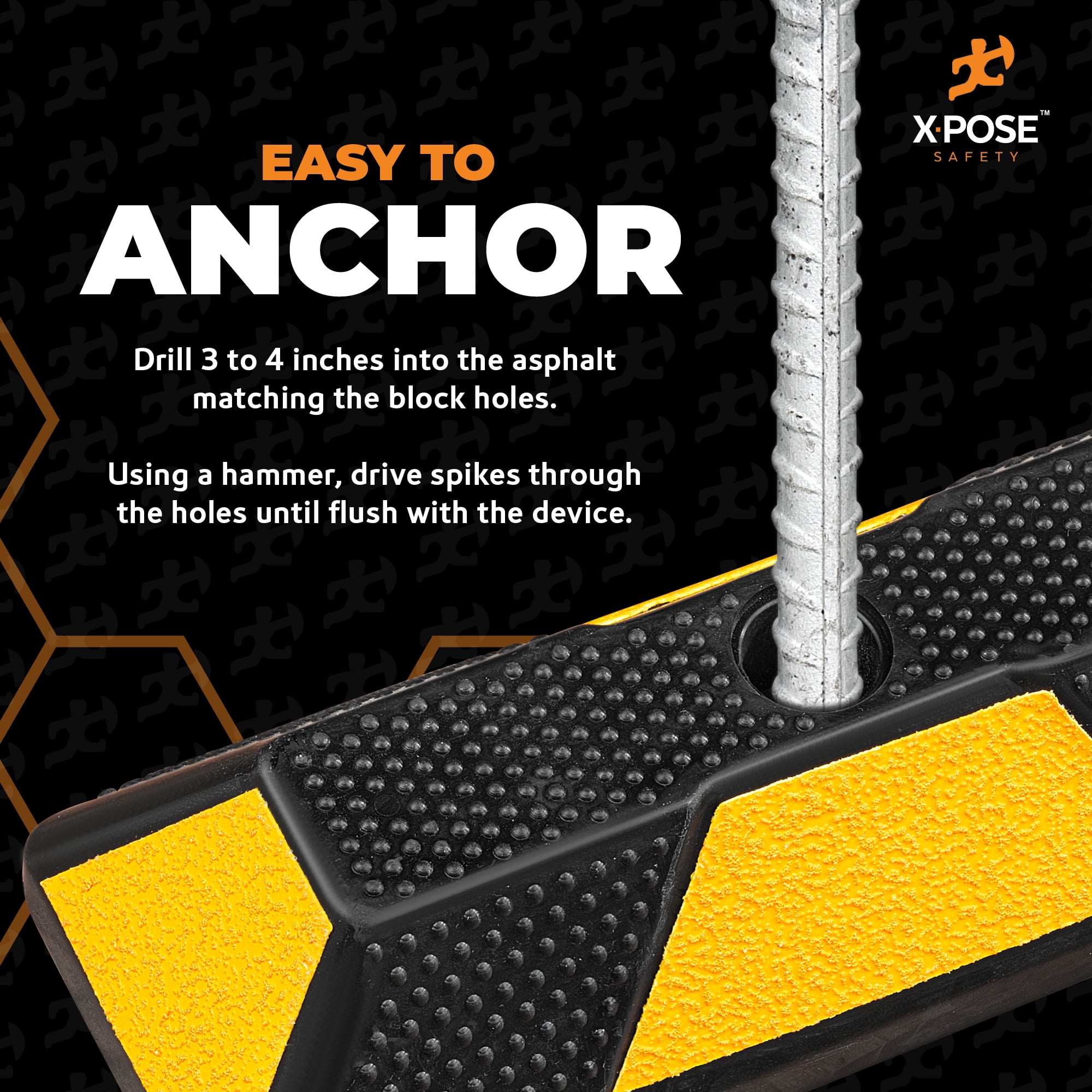 Xpose Safety Parking Block Curb Stop, 72" Heavy Duty Parking Stop Protect Vehicles Walls Yellow Reflective Strip, Car Tire Stopper, Wheel Stop Bumper, Parking Stopper for Garage, Driveway 2 Pack