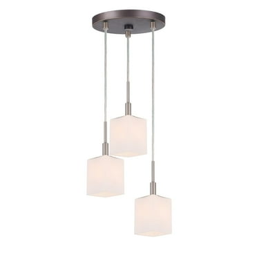 Woodbridge Lighting Langston 3-Light Glass Cluster Pendant in Nickel/Bronze/Opal