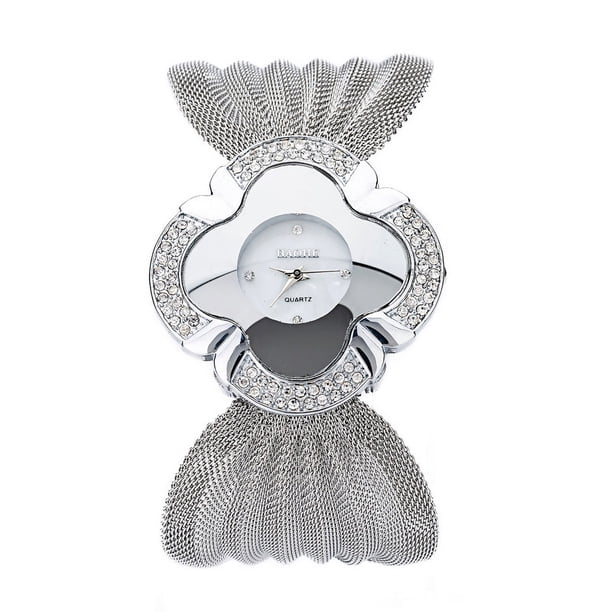 Reloj de pulsera de lujo de moda europea y americana con correa de malla de mariposa y diamantes brillantes, reloj de cuarzo para mujer