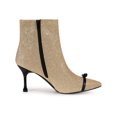 thumbnail image 3 of BLISSFUL STEP Women's Bow Glitter Pointed Toe Stiletto Heel Ankle Boots Gold 9.5, 3 of 6