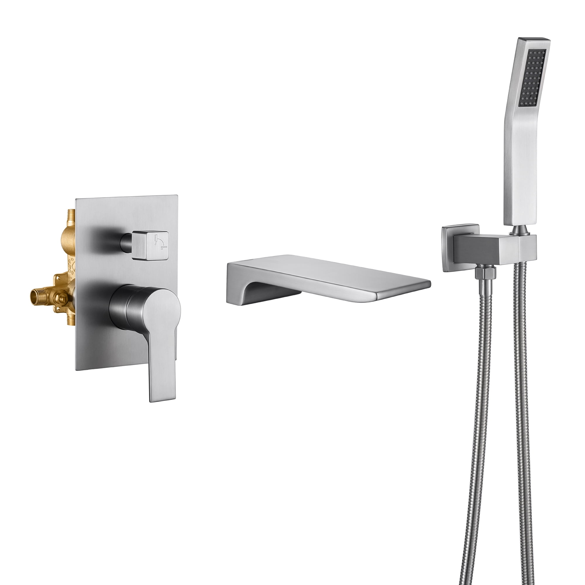 Forclover Waterfall Bathtub Faucet with Hand Shower, Wall Mounted ...