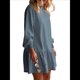 thumbnail image 1 of Vestido Estilo Sudadera de Larga para Mujer, Otoño 2025, Cuello Redondo, Punto Acanalado, Patchwork, Minivestidos Informales. Azul Mar S, 1 of 10