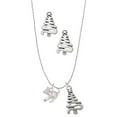 thumbnail image 1 of Delight Jewelry Silvertone Cat with Yarn Silver tone Zig Zag Christmas Tree Charm Necklace and Stud Earrings, 1 of 4