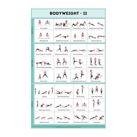 Calisthenics Bodyweight Exercise Chart Home Workout Guide with Progressions Strength Conditioning Training Poster and Motivational Gym Art