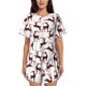 thumbnail image 1 of Balery Christmas Plaid Moose Conjunto de Pijama para Mujer con Estampado, Dos Piezas de Manga Corta y Shorts, Ropa de Dormir Suave con Cuello Redondo y Bolsillos-Large, 1 of 6