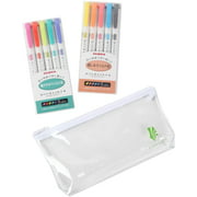 ZEBRA MILDLINER Highlighter pen markers, 2-Pack (WKT7-N-5C / WKT7-5C-HC) 10 Color Set with Original vinyl pen case