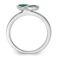 thumbnail image 5 of Auriga Fine Jewelry 925 Sterling Silver Created Emerald Double Heart Ring Size 7 Valentine's Day Gift for Women, 5 of 6