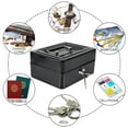 thumbnail image 5 of Money Bank Cash Deposit Box Steel Tin Security Safe Petty Key Coin Tray Lockable Metal Cash Box Money Holder Deposit Safe for Bank Coin Tray Holder 6 Compartments(Black), 5 of 8