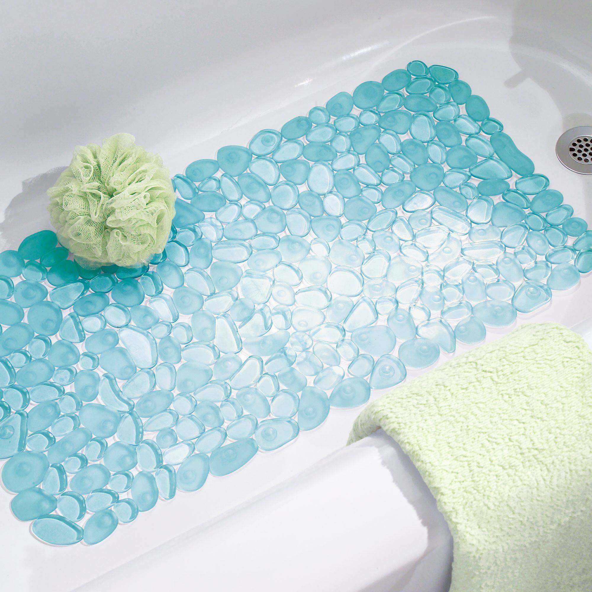 23''x14'' Blue Powerful Suction Tub Mat Shower and Bathtub Mat Nonslip Mat 
