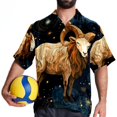 thumbnail image 4 of Aries Constellation Men's Casual Short Sleeve Button Down Shirts - Printed Summer Beach Tops for Men and Women, 4 of 6