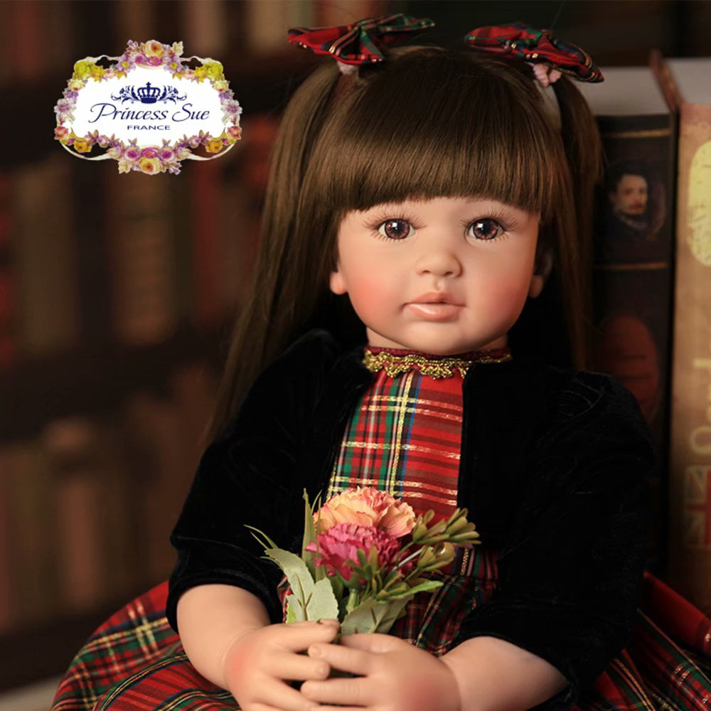 Details about   23" Handmade Silicone Reborn Toddler Baby Doll W/Plaid Clothes Child Xmas Gift