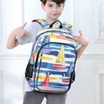 thumbnail image 6 of FORMRS Unisex School Backpack 17" Student Travel Bag with Laptop Compartment, Red Hand Drawn Sailboats, 6 of 7