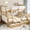 White with Natural, variant on Bellemave Full Over Full Wood Bunk Bed with Trundle, Ladder and Safety Guardrails, Convertible to 2 Full Size Platform Bed, Teens, Adults, Gray