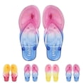 thumbnail image 2 of CPNG Womens Rainbow Sequins Sandals Jelly Flip Flops Summer Trendy Thong Straps Clip Toe Flat Slippers Color Gradient Slides Lightweight Swimming Beach Shoes Holiday Slides, 2 of 7