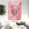 thumbnail image 3 of Dog Tapestry, Girl Chihuahua Sketch Illustration with Quote Fashion Glasses Ribbons Puppy, Wall Hanging for Bedroom Living Room Dorm Decor, 40W X 60L Inches, Pale Pink Army Green, by Ambesonne, 3 of 5