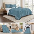 thumbnail image 6 of 3 Pieces Queen Quilt Set,Coastal Blue and White Striped Soft Bedding Sets with 1 Quilt & 2 Pillow Shams,Modern Minimalist Lines Summer Bedspread Lightweight Coverlet Comforter for All Season, 6 of 9