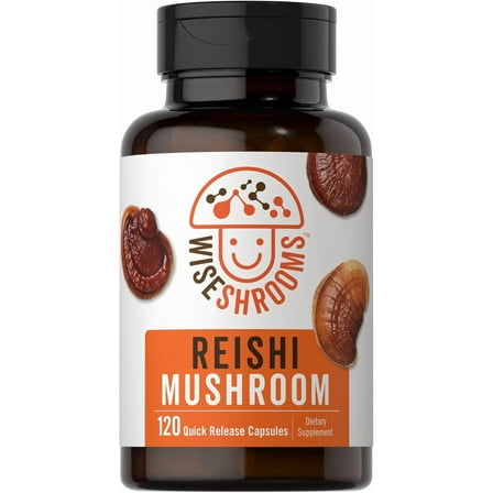 Reishi Mushroom Capsules 5000 mg | 120 Count | Non-GMO and Gluten Free Extract Supplement | Wiseshroom by Carlyle