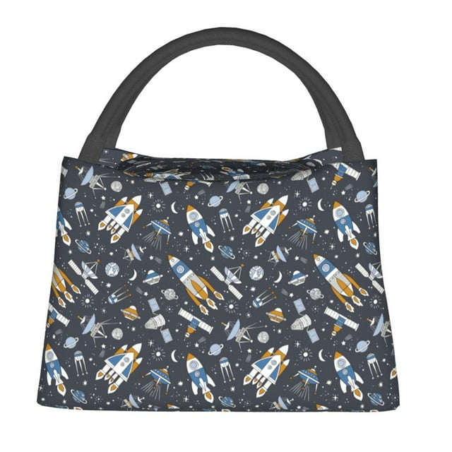 Lukts Space Cars Pattern Small Lunch Bag for Men Women Insulated Lunch Box Mini Lunchbox Portable Lunch Cooler Bag,Reusable Snack Bag