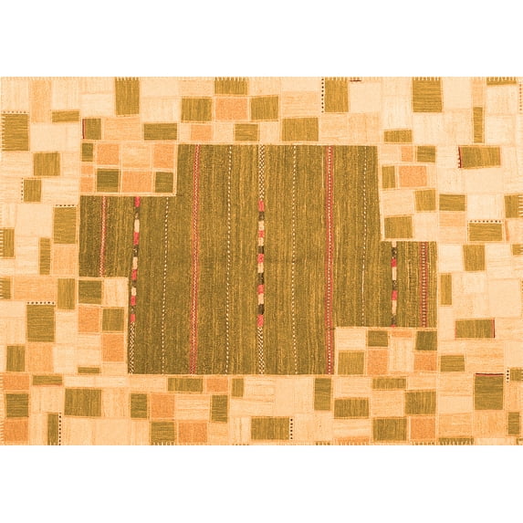 Ahgly Company Indoor Rectangle Abstract Orange Contemporary Area Rugs, 3' x 5'