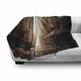 thumbnail image 3 of Cityscape Soft Flannel Fleece Throw Blanket, New York Street with High Skyscrapers at Early Morning Sunrise Manhattan View, Cozy Plush for Indoor and Outdoor Use, 50" x 70", Umber Cream, by Ambesonne, 3 of 6