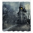 thumbnail image 3 of Ambesonne Halloween Shower Curtain, Gothic Haunted House, 69"Wx75"L, Teal, 3 of 5