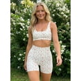 thumbnail image 4 of LMLYSoH Women's Summer Outfits Slim Fit Fruit Bow Pattern Sports Sleeveless Camisole Crop Tops with Tight Shorts 2 Pcs Set, 4 of 7