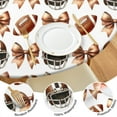 thumbnail image 4 of Football Helmets with Bows Pattern Round Fitted Tablecloth with Elastic Edge,Dining Table Cover Waterproof,Outdoor Round Tablecloth for Camping,Dining,Indoor and Outdoor, 4 of 7