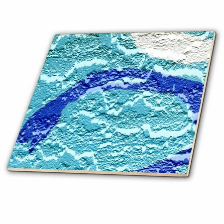 3dRose Teal blue white abstract wall image - Ceramic Tile, 6-inch