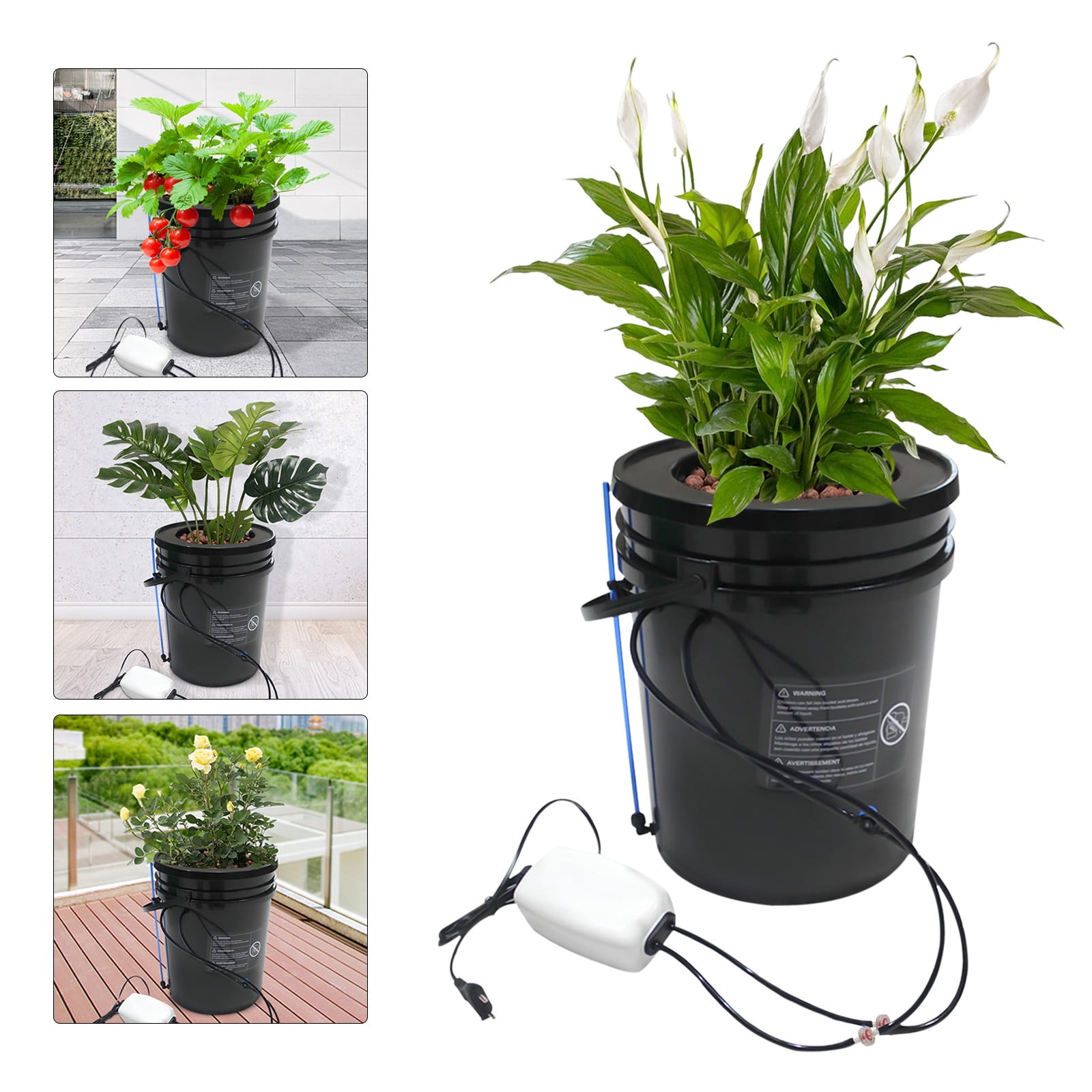 8W 110V Cylindrical Deep Water Culture Recirculating Drip Garden System for Planting Tents Gardens Balconies Offices