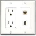 thumbnail image 1 of Ultra Spec Cables 15 Amp Power Outlet 1 Port HDMI 1 Port Cat6 Wall Plate, 1 of 1