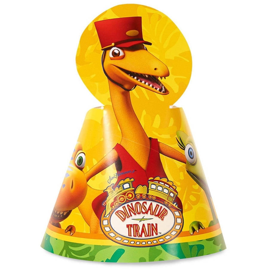 dinosaur with cone on head