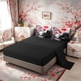 thumbnail image 4 of Manfei Ink Red Maple Fuji Bedding Comforter Set for Girls Women, Temple Waterfall Queen Bedding Sets, Black Red Gray, Black Reversible7 Pieces, 4 of 6