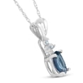 thumbnail image 2 of Pompeii 1/2ct Blue Sapphire Oval Shape & Diamond Pendant 14K White Gold (G,I1), 2 of 5