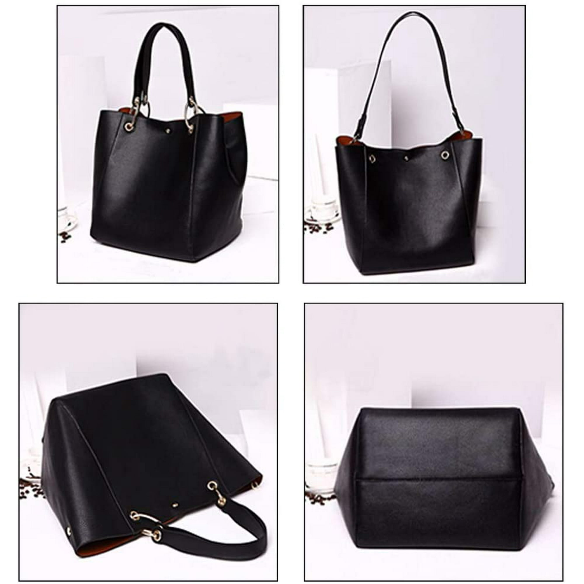 Black bucket tote bag deals