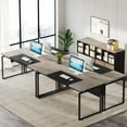 thumbnail image 5 of L-Shaped Executive Desk with Reversible File Cabinet, 3" Office Desk with Storage Drawers, Grey, 5 of 7