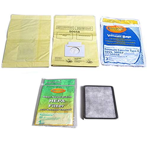 Kenmore Vacuum Cleaner 3 Paper Bags with 1 Filter (Exhaust) for Models 116.29612990, 116.