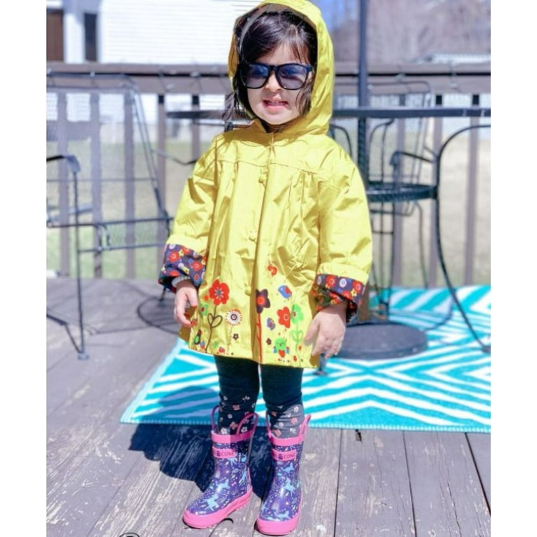 Floral Raincoat with Hood, for Girls - 6646