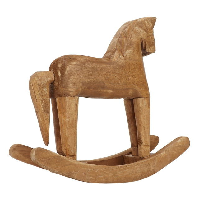 Wooden Horse Toy, Decoration Handcrafted Rocking Wooden Horse Decor Strong Sturdy for Table for Bedside Table for Bookrack