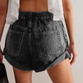 thumbnail image 5 of RYRJJ Jean Shorts Womens Stretchy High Waisted Ripped Denim Shorts with Pockets Trendy Distressed Cut Off Hot Short Pants(Black,XL), 5 of 8