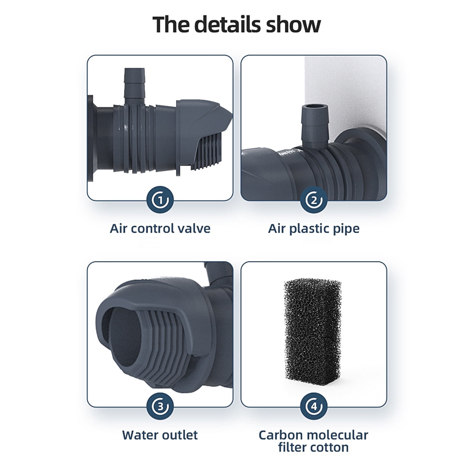 Noise 15W Aquarium Filter, Fish Tank Filter Aquarium Filtration Pump Circulation Internal Filter With Maximum Flow Of 1000L/H Adjustable Airflow Quiet And Low Noise