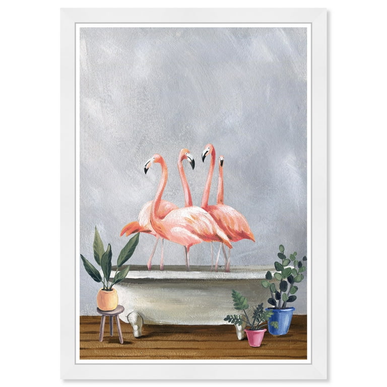 Wynwood Studio Prints Flamingo Bath Animals Birds Wall Art Canvas