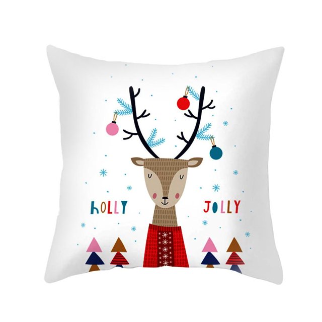 Ounissouiy 2020 nueva funda de almohada decoración navideña para el hogar Reno Santa Claus árbol funda de cojín adorno navideño regalo de Navidad Año Decoración del hogar #7