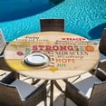 thumbnail image 6 of Love Peace Text Round Tablecloth, Fitted Table Cover with Elastic for 45"-54" Round Tables, Farmhouse Inspirational Quotes Wooden Table Cloth Outdoor Indoor Dinning Party Waterproof Tablecloths, 6 of 7
