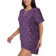 thumbnail image 2 of Bixox Women's Retro Florals Purple Printed Pajama Set 2 Piece Lounge Set Top and Shorts Soft Pajamas, Shorts with Pockets, 2 of 7