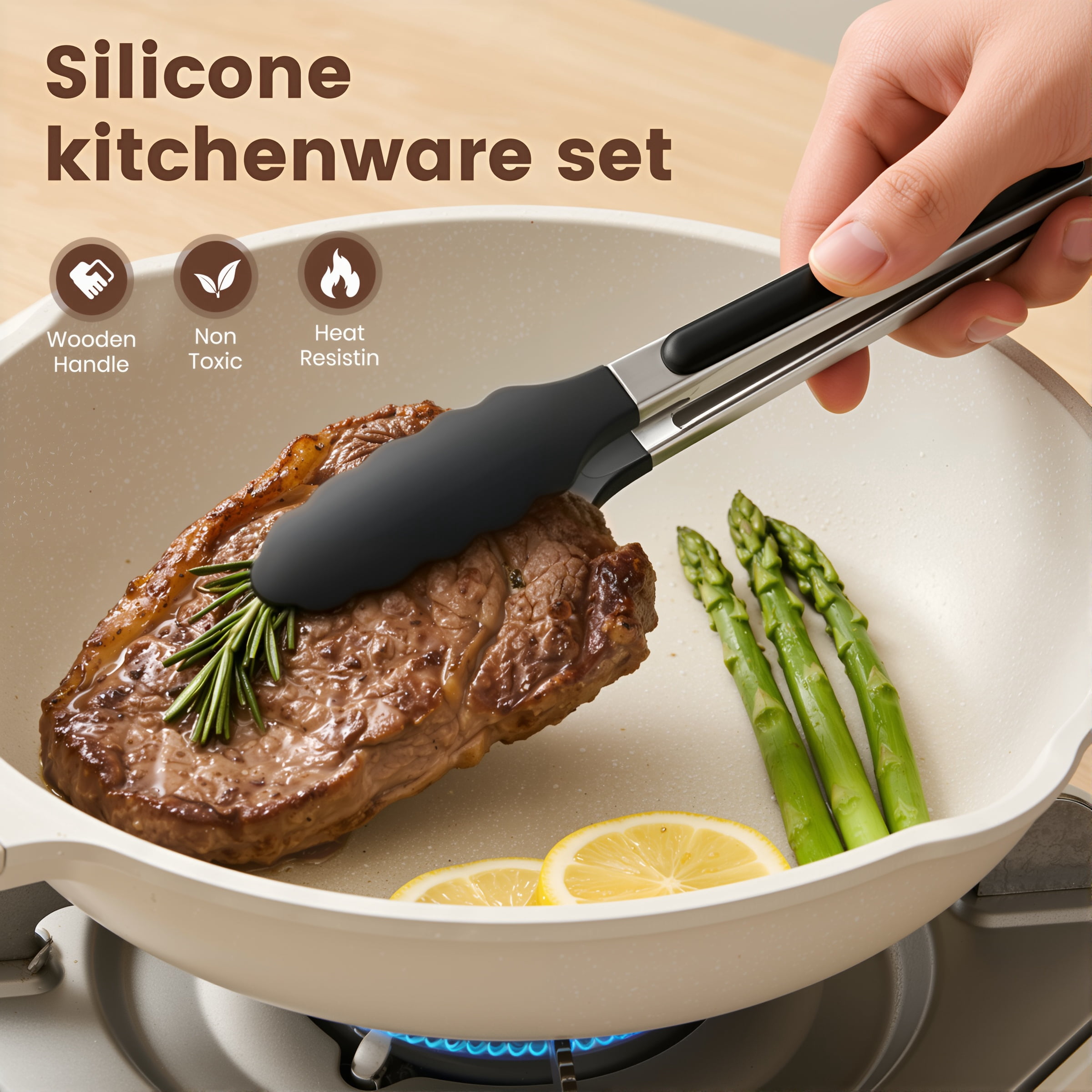 Silicone Cooking Utensils Set, Kitchen Utensils Set 38 Pcs for Cooking, Nonstick Kitchen Utensils Cookware Set Spatula Set, Black