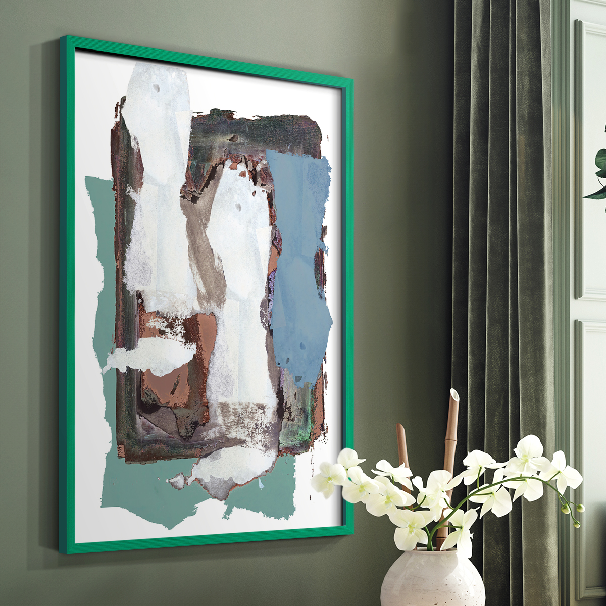 Brights Soft Wash I Framed Print in Green Solid Wood Framed Print No Nail Hanging